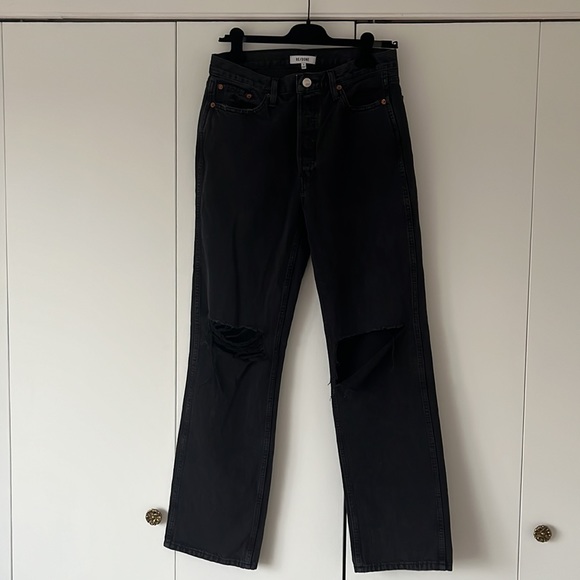 Re/Done High Rise Black Distressed Jeans - Picture 5 of 6